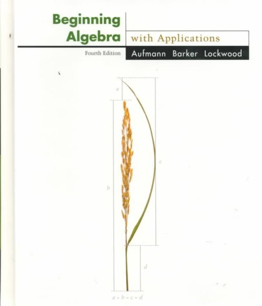 Beginning Algebra With Applications (The Aufmann Family of Books) cover