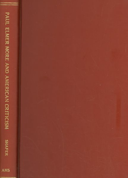 Paul Elmer More and American Criticism cover
