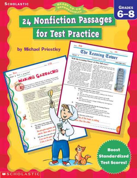 24 Nonfiction Passages for Test Practice: Grades 6-8 (Ready-To-Go Reproducibles) cover