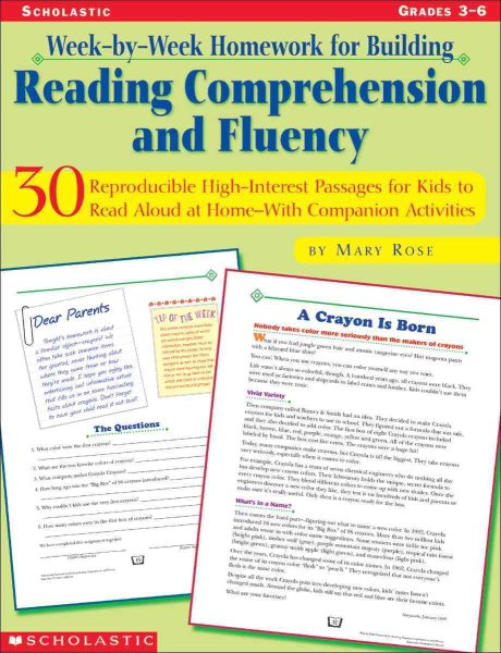 Week-by-Week Homework for Building Reading Comprehension and Fluency, Grades 3-6: 30 Reproducible, High-Interest Passages for Kids to Read Aloud at HomeNWith Companion Activities cover