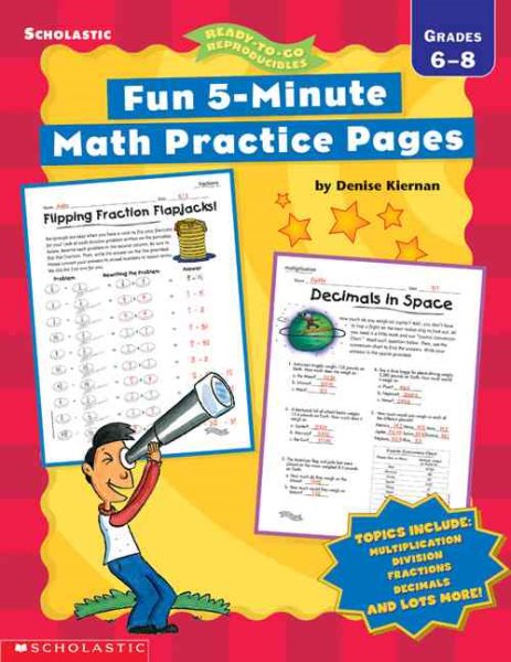 Fun 5-Minute Math Practice Pages (6-8) (Ready-To-Go Reproducibles) cover