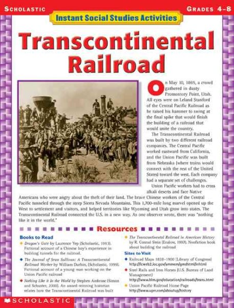 Instant Social Studies Activities: Transcontinental Railroad cover
