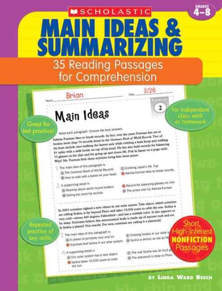 35 Reading Passages for Comprehension: Main Ideas & Summarizing: 35 Reading Passages for Comprehension cover