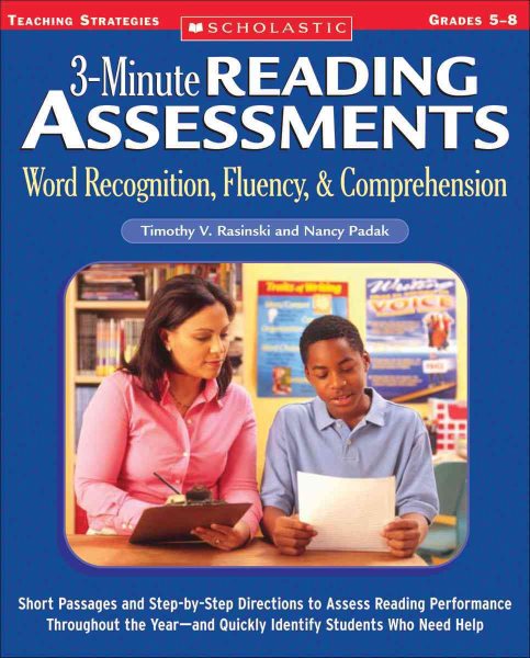 3-Minute Reading Assessments: Word Recognition, Fluency, and Comprehension: Grades 5-8 cover