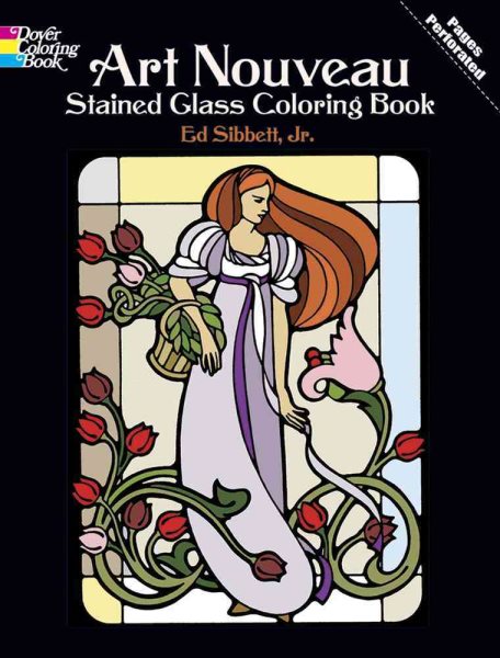 Art Nouveau Stained Glass Coloring Book (Dover Design Stained Glass Coloring Book) cover
