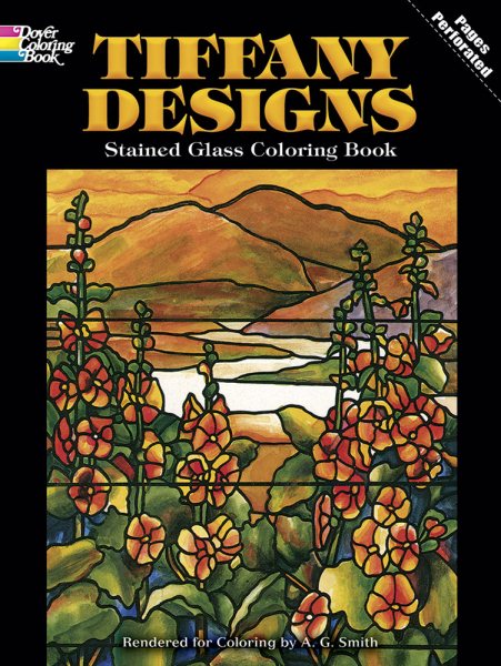 Tiffany Designs Stained Glass Coloring Book (Dover Design Stained Glass Coloring Book) cover