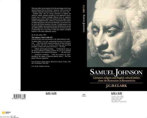 Samuel Johnson: Literature, Religion and English Cultural Politics from the Restoration to Romanticism cover