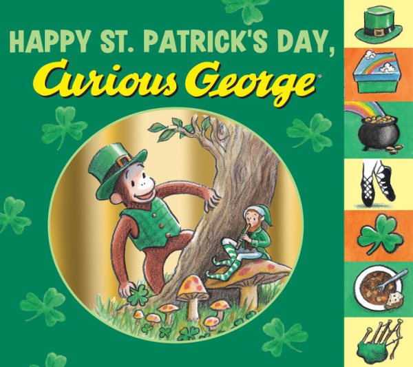 Happy St. Patrick's Day, Curious George tabbed board book cover