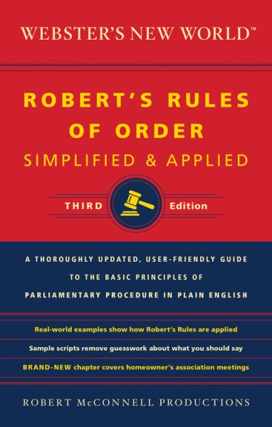 Webster's New World Robert's Rules Of Order Simplified And Applied, Third Ed. cover