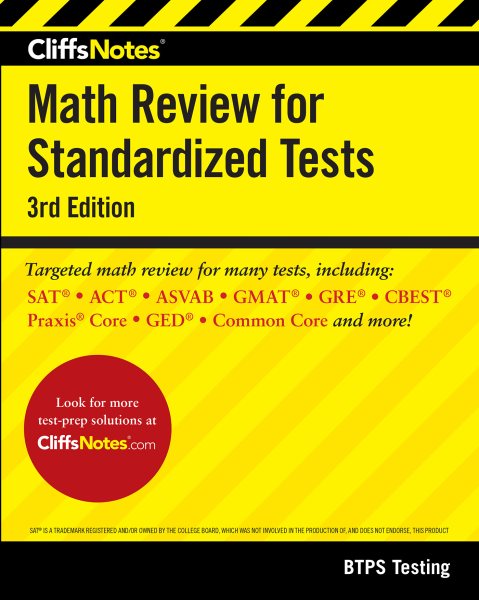 CliffsNotes Math Review for Standardized Tests 3rd Edition (CliffsNotes Test Prep) cover