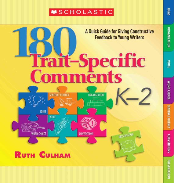180 Trait-Specific Comments: Grades K-2: A Quick Guide for Giving Constructive Feedback to Young Writers cover