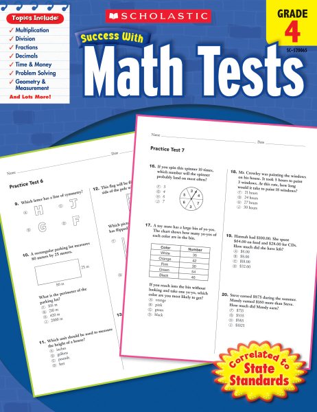 Scholastic Success with Math Tests, Grade 4 (Scholastic Success with Workbooks: Tests Math) cover