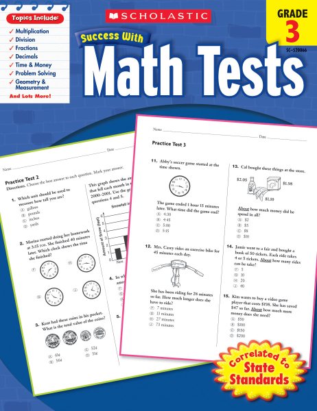 Scholastic Success with Math Tests,  Grade 3 (Scholastic Success with Workbooks: Tests Math) cover