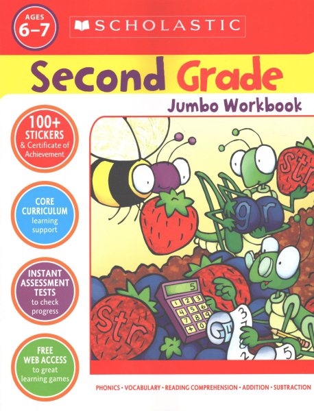 SECOND GRADE JUMBO WOOKBOOK Agea 6-7, Phonics, Vocabulary, Reading Comprehensio cover
