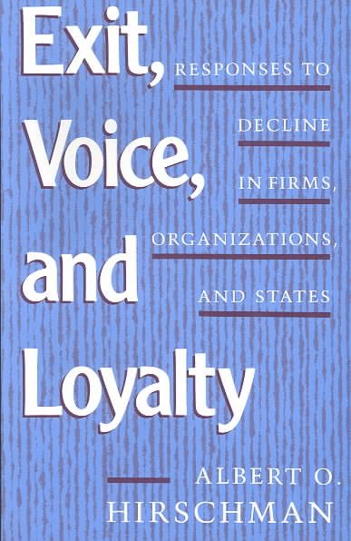 Exit, Voice, and Loyalty: Responses to Decline in Firms, Organizations, and States