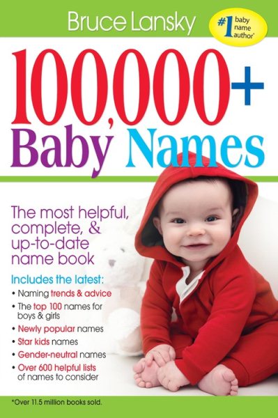100,000 + BABY NAMES:The Most Complete Baby Name Book cover