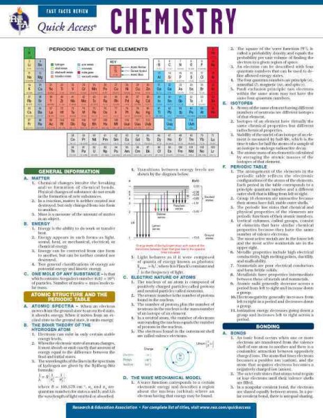 Chemistry - REA's Quick Access Reference Chart (Quick Access Reference Charts) cover