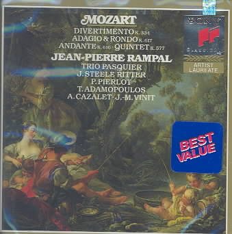 Mozart: Divertimento in D - Quintet in D Major - Andante for Mechnical Organ - Adagio & Rondo, K.617 / Rampal cover