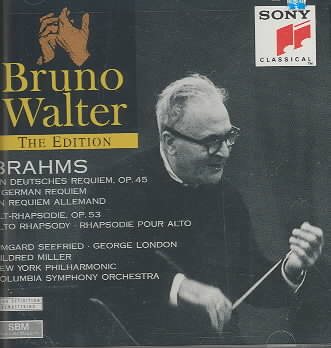 Brahms: German Requiem; Alto Rhapsody (The Bruno Walter Edition) cover
