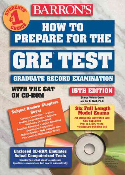 How to Prepare for the GRE Test with CD-ROM (BARRON'S HOW TO PREPARE FOR THE GRE GRADUATE RECORD EXAMINATION) cover