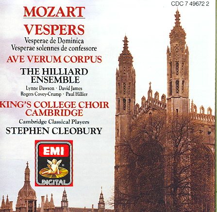 Mozart: Vespers K. 321 & 339/Ave Verum Corpus; King's College Choir, Cambridge; Hilliard Ensemble cover