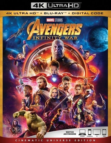 Avengers Infinity War 4K Ultra HD + Blu Ray + Digital Code [Blu-ray] with no outer sleeve (O-Sleeve) [4K UHD] cover