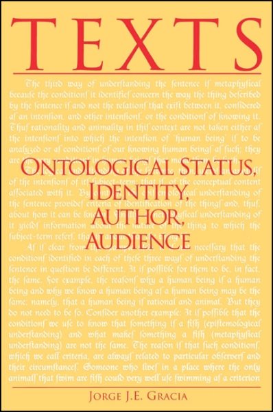 Texts: Ontological Status, Identity, Author, Audience (S U N Y Series in Philosophy) cover