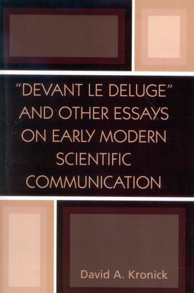 'Devant le Deluge' and Other Essays on Early Modern Scientific Communication cover