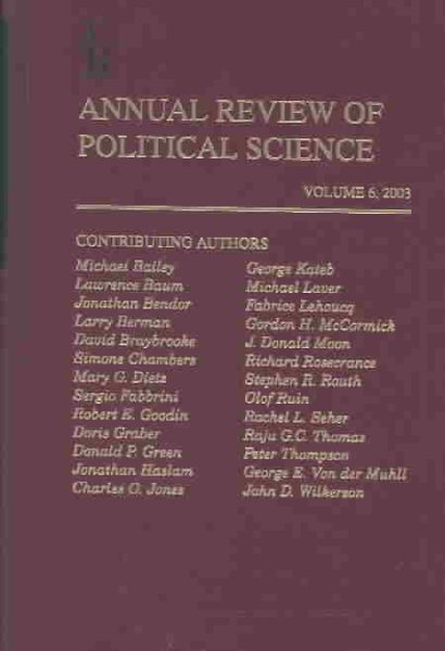 Annual Review of Political Science: 2003: 6
