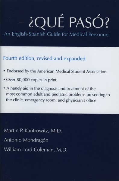 ¿Qué Pasó?: An English-Spanish Guide for Medical Personnel cover