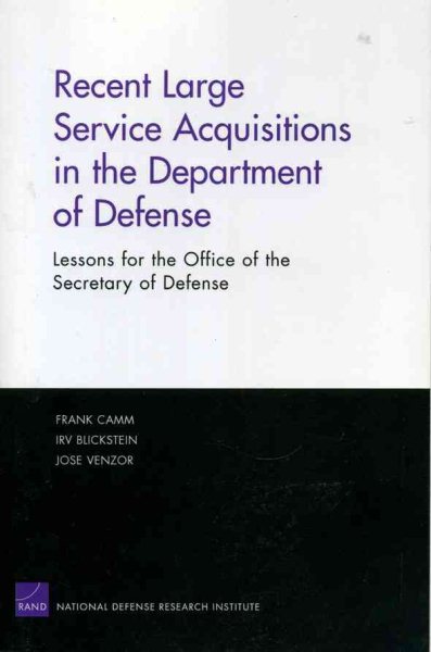 Recent Large SErvice Acquisitions in the Department of Defense: Lessons for the Office of the Secretary of Defense cover