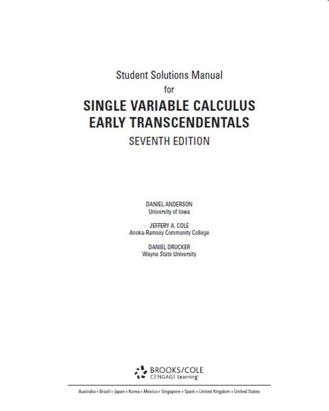 Student Solutions Manual, (Chapters 1-11) for Stewart's Single Variable Calculus: Early Transcendentals, 7th cover