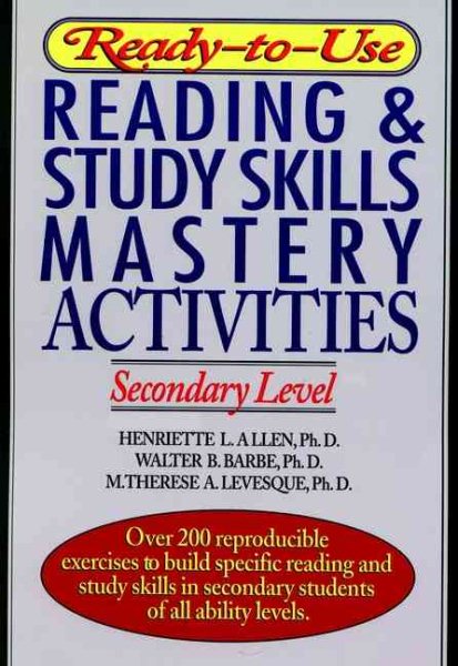 Ready-to-Use Reading & Study Skills Mastery Activities: Secondary Level cover