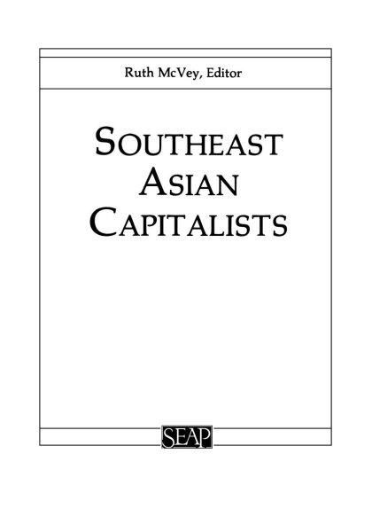 Southeast Asian Capitalists (Studies on Southeast Asia) cover