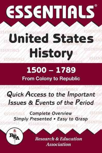 United States History: 1500 to 1789 Essentials (Essentials Study Guides) cover