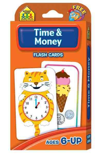 School Zone - Time & Money Flash Cards - Ages 6 and Up, 1st Grade, 2nd Grade, Telling Time, Reading Clocks, Counting Coins, Coin Value, Coin Combinations, and More cover