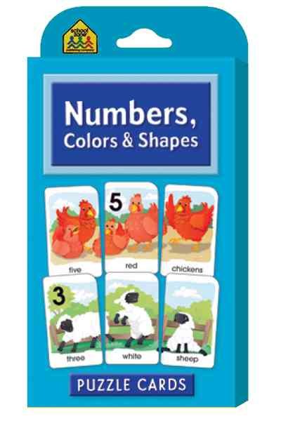 School Zone - Numbers, Colors & Shapes Puzzle Cards - Ages 4+, Numbers, Words, Vocabulary, Animal Names, Counting, and More cover