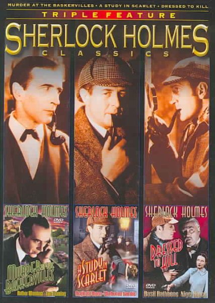 Sherlock Holmes Classics Triple Feature (Murder at the Baskervilles / A Study in Scarlet / Dressed to Kill) cover