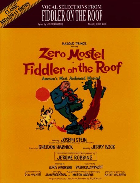 Vocal Selections From Fiddler on the Roof (piano/vocal/chords)