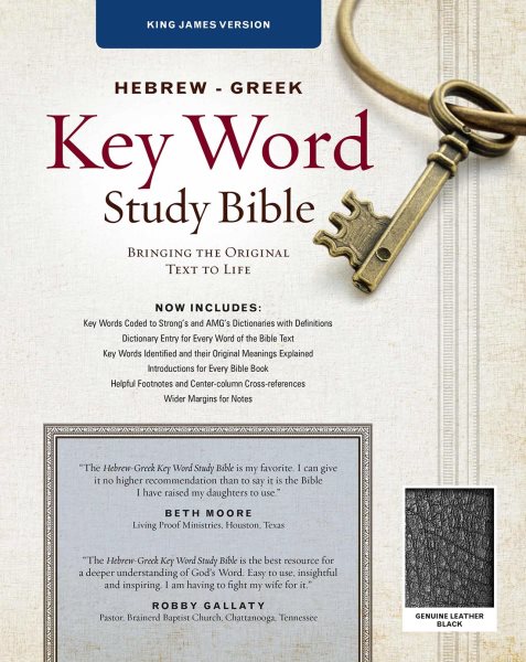 The Hebrew-Greek Key Word Study Bible: KJV Edition, Black Genuine (Key Word Study Bibles) cover