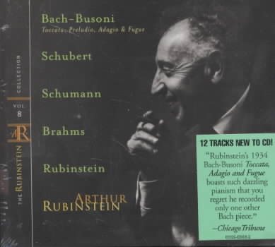 Rubinstein Collection, Vol. 8: Bach-Busoni: Toccata; Schubert, Schumann, Brahms, Rubinstein cover