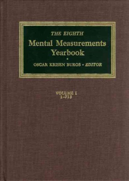 The Eighth Mental Measurements Yearbook (2 Volumes): 2 Volumes (Buros Mental Measurements Yearbook) cover