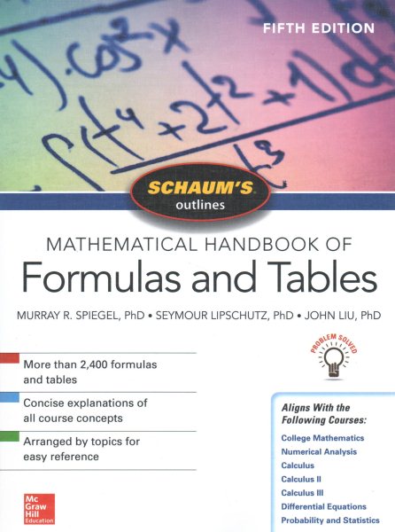 Schaum's Outline of Mathematical Handbook of Formulas and Tables, Fifth Edition (Schaum's Outlines) cover