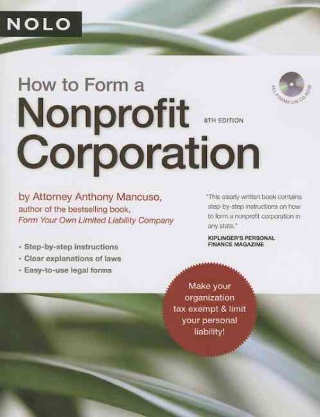 How to Form a Nonprofit Corporation (book w/ CD-Rom) cover