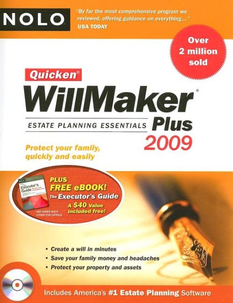 Quicken Willmaker Plus 2009 Edition: Estate Planning Essentials (Book with Software) cover