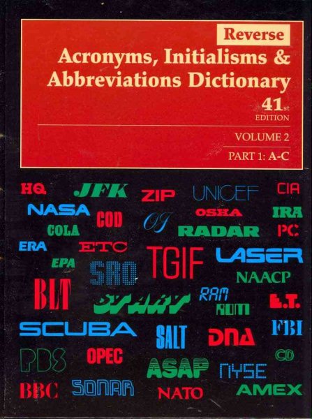 Reverse Acronyms, Initialisms and Abbreviations Dictionary 41st Ed., 4 Vol.Set (Reverse Acronyms, Initialisms & Abbreviations Dictionary (4 Vol.)) cover