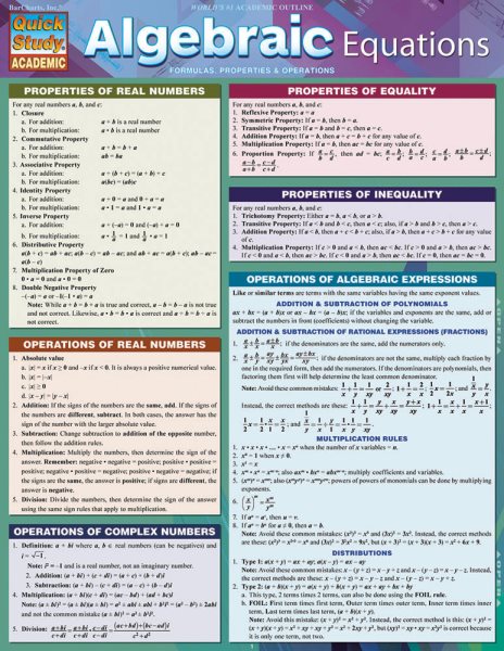 Algebraic Equations (Quick Study Academic) cover