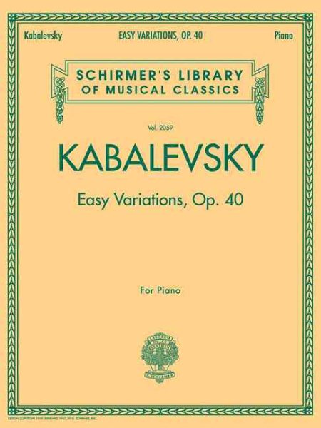 Easy Variations Op40 Piano (Schirmer's Library of Musical Classics) cover