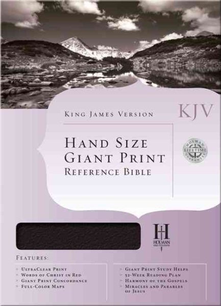 KJV Hand Size Giant Print Reference Bible, Black Genuine Leather Indexed cover