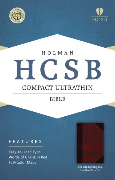 HCSB Compact Ultrathin Bible, Classic Mahogany LeatherTouch cover